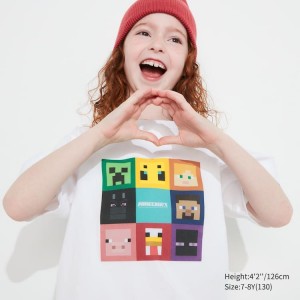 Camiseta Uniqlo Minecraft Ut Estampadas Niños Blancas | 28946-MXIO