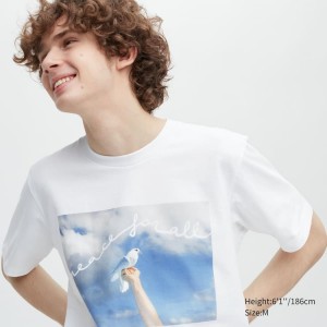 Camiseta Uniqlo Peace For All Ut Estampadas (Cristina De Middel) Hombre Blancas | 13684-PHGX