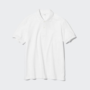 Camisa Polo Uniqlo Dry Piqué Hombre Blancas | 14069-KDHZ
