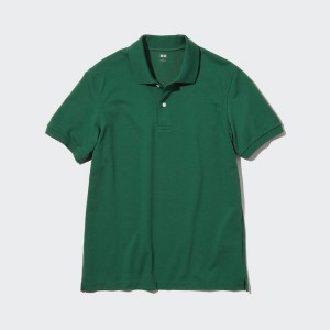 Camisa Polo Uniqlo Dry Piqué Hombre Verde | 09265-HUDO