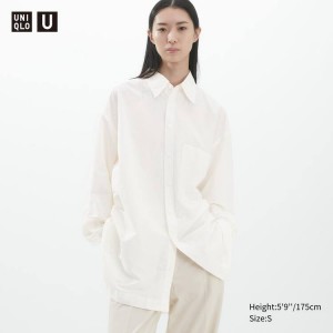 Camisas Uniqlo U Oversized Mujer Blancas | 02836-TZQA