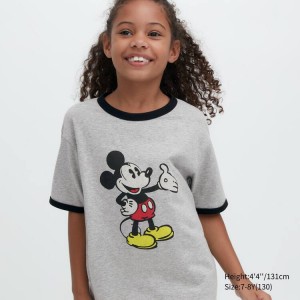 Camiseta Uniqlo Disney Beyond Time Ut Estampadas Niños Gris | 58276-LJDX