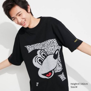 Camiseta Uniqlo Mickey X Keith Haring Ut Estampadas Hombre Negras | 56724-RTVL