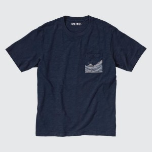 Camiseta Uniqlo Ukiyo-e Archive Ut Estampadas Hombre Azul Marino | 02794-KMZD