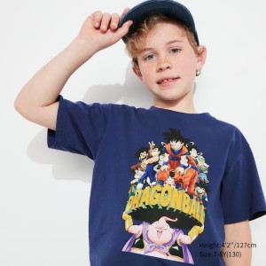 Camiseta Uniqlo Ut Corta Sleeve Dragon Ball Niños Azules | 10473-XYDC