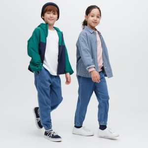 Pantalones Jogger Uniqlo Ultra Stretch Denim Niños Azules | 30184-SIRF