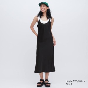 Vestido Uniqlo Satin Camisole Mujer Negras | 84172-MHNO